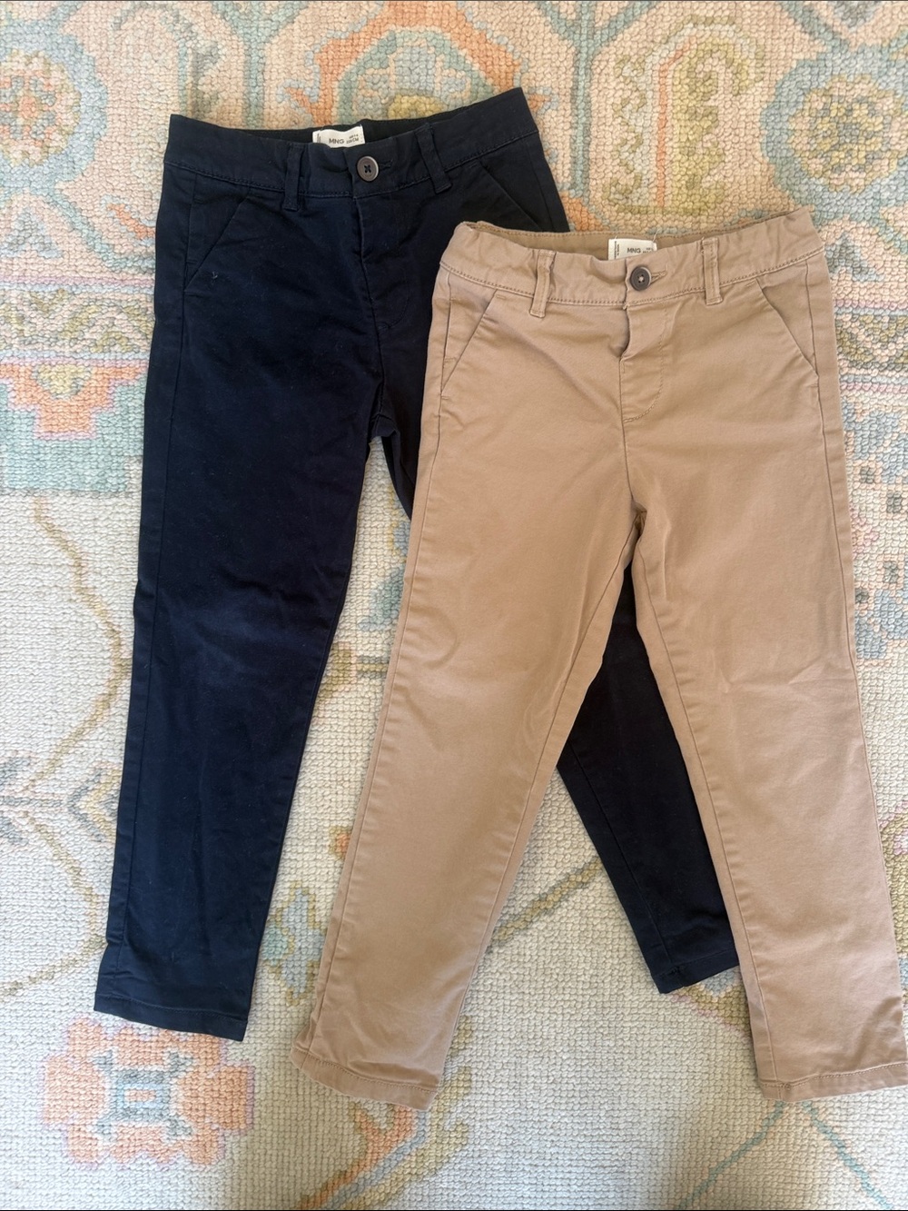 Mango Boys Slim Chino Pants in Navy & Khaki Size 5/6